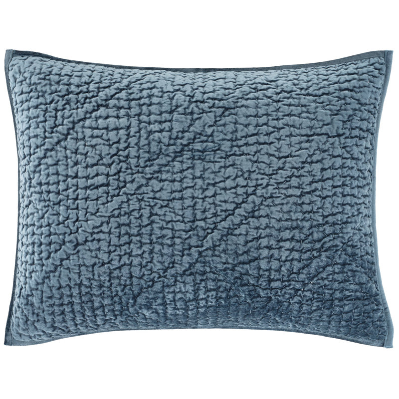 Parisienne Velvet Slate Quilted Sham, Slate, Standard