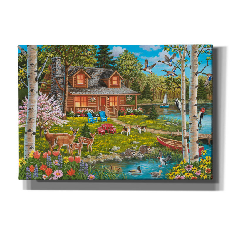 «Springtime At The Lake» par William Vanderdasson, H 18 po x l 26 po x P 0,75 po