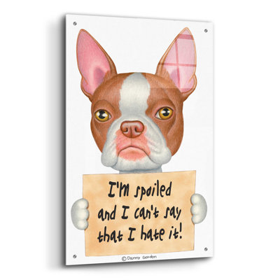 " Red Boston Terrier With Sign "