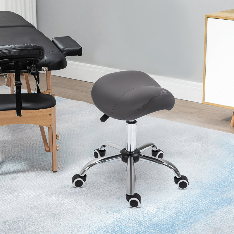 Tabouret de selle gris en similicuir, réglable en hauteur, à mobilité douce, pour tabouret hydraulique de massage en gris, cuir d'unité centrale, réglable en hauteur, beauté et salon