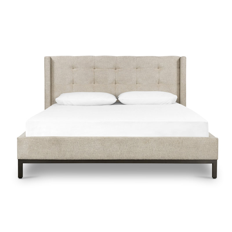 Upholstered Wingback Bed, Plushtone, King