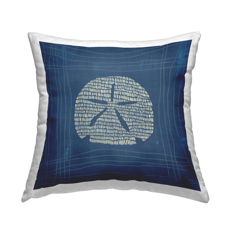 Sand Dollar on Blue Decorative Printed Throw Pillow Design by Jetty Home, LLC