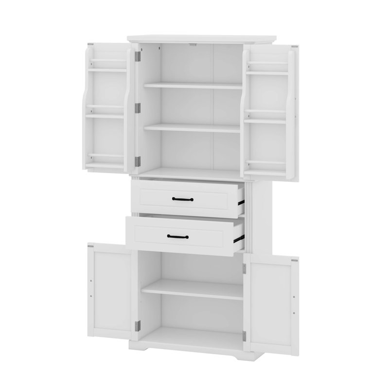 Armoire de rangement avec tablette réglable à 2 tiroirs, Blanc