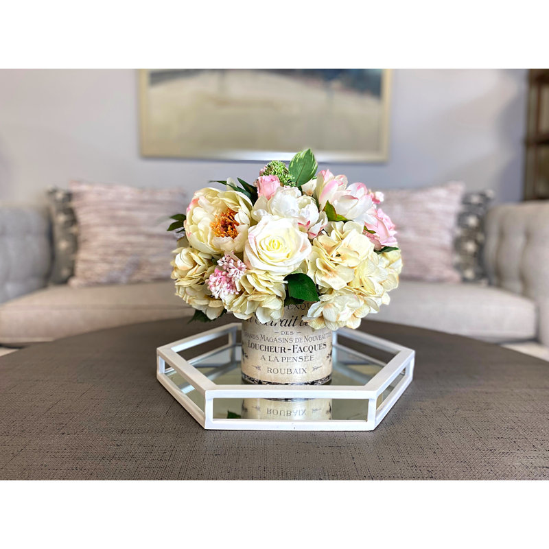 Peony and Hydrangea French Label Pot