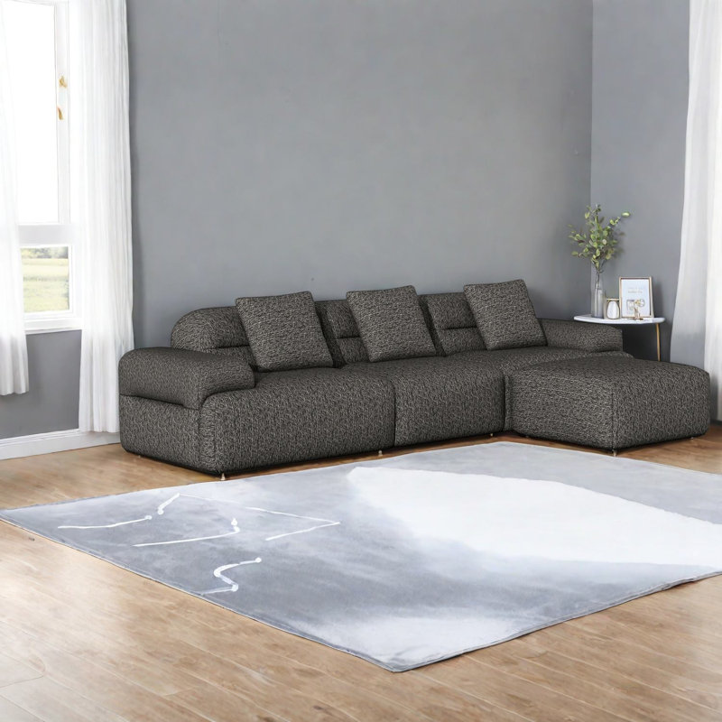 Canapés de coin modulaires, canapé moderne en velours côtelé gris foncé pour la maison, Gris