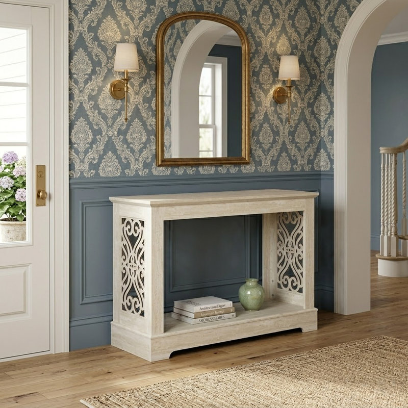Korbin 42'' Console Table, Travertine