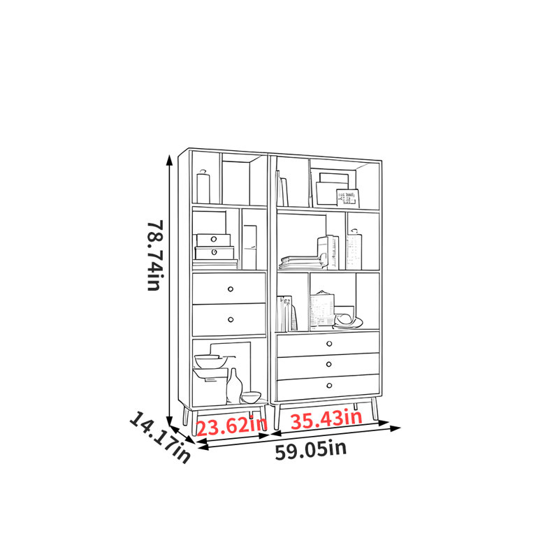 Bibliothèque tout en bois massif