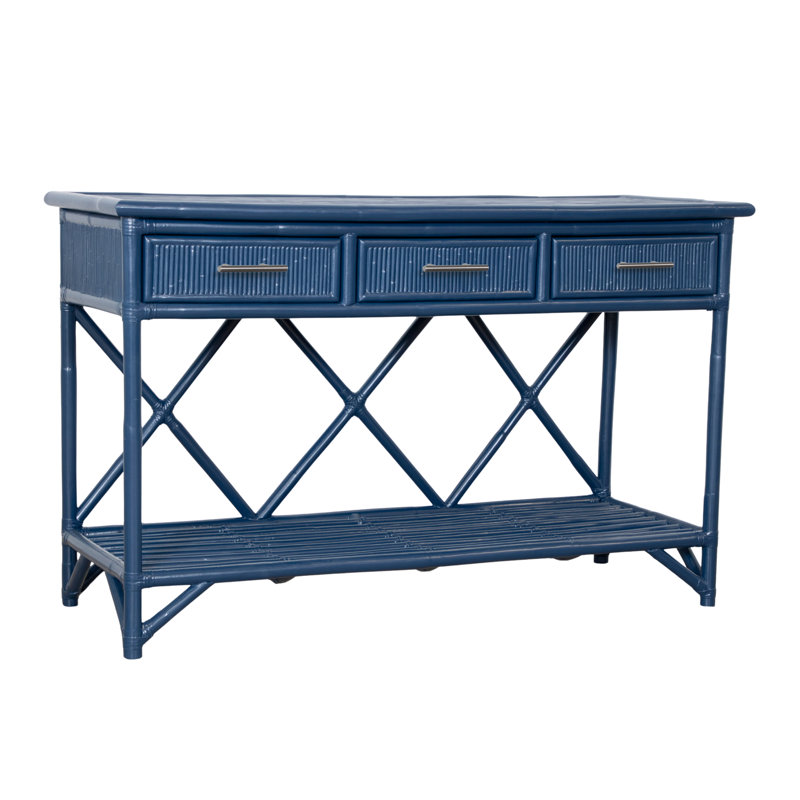Console crayon en rotin de 54 po de largeur, Marine