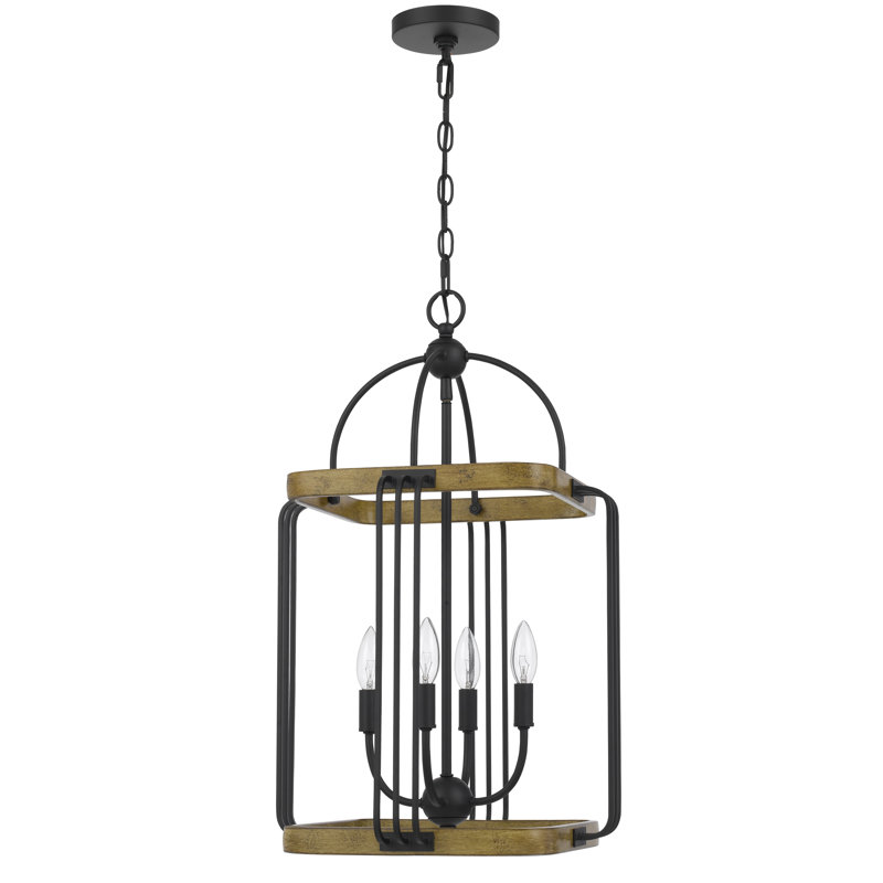Ripon 4-Light Metal Chandelier with Wood Finish