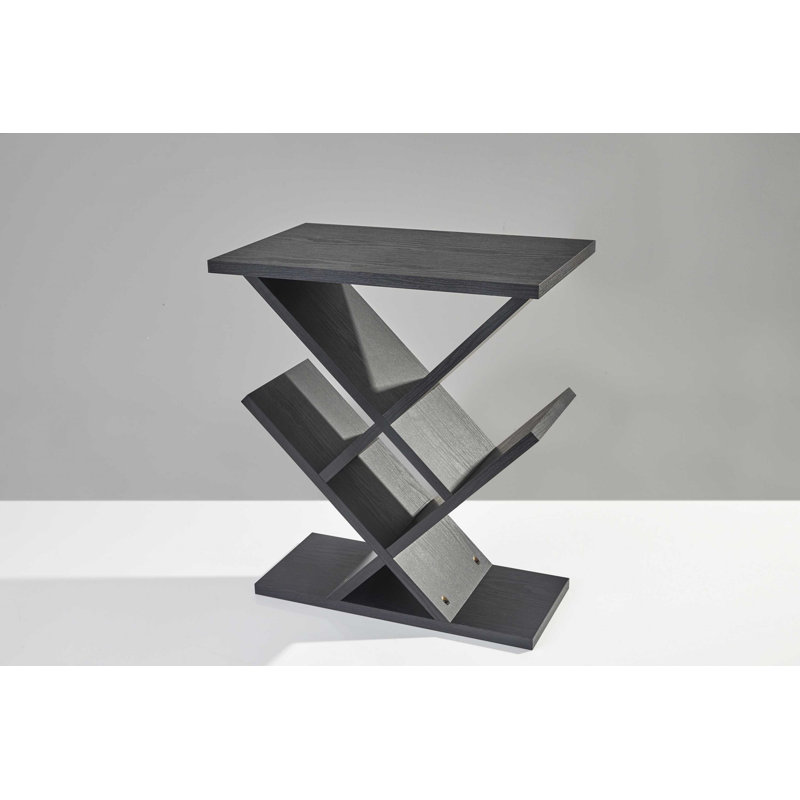 Black Wood and Metal Rectangular Accent Table