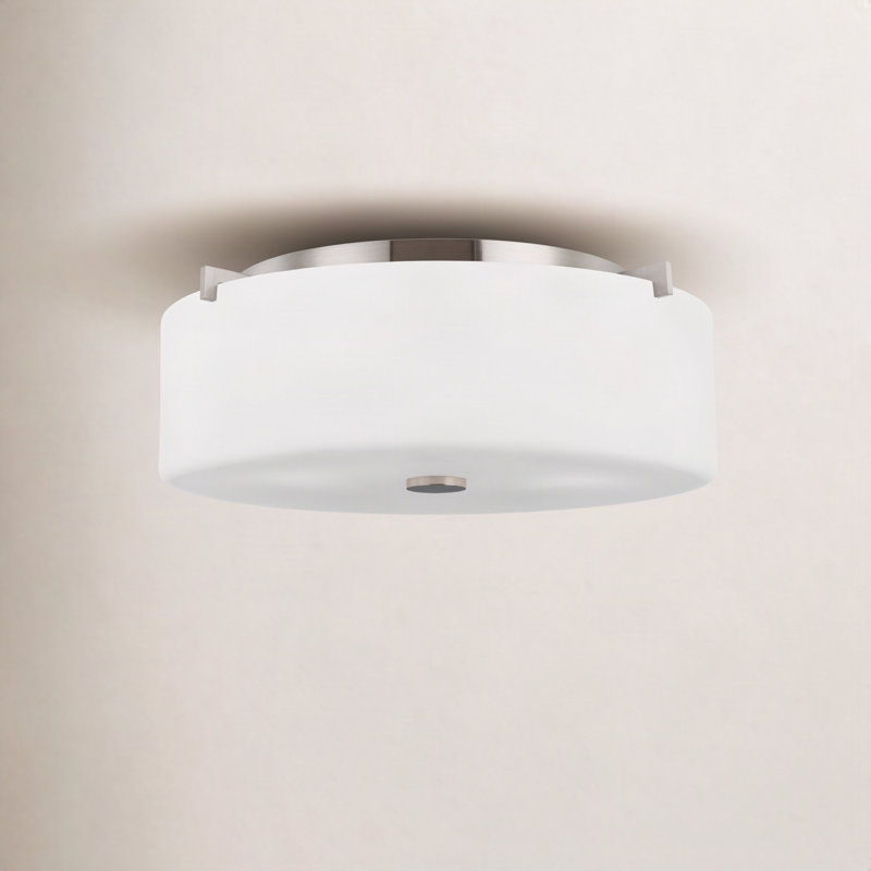 Spencer Glass Flush Mount, Brushed Steel, No, No