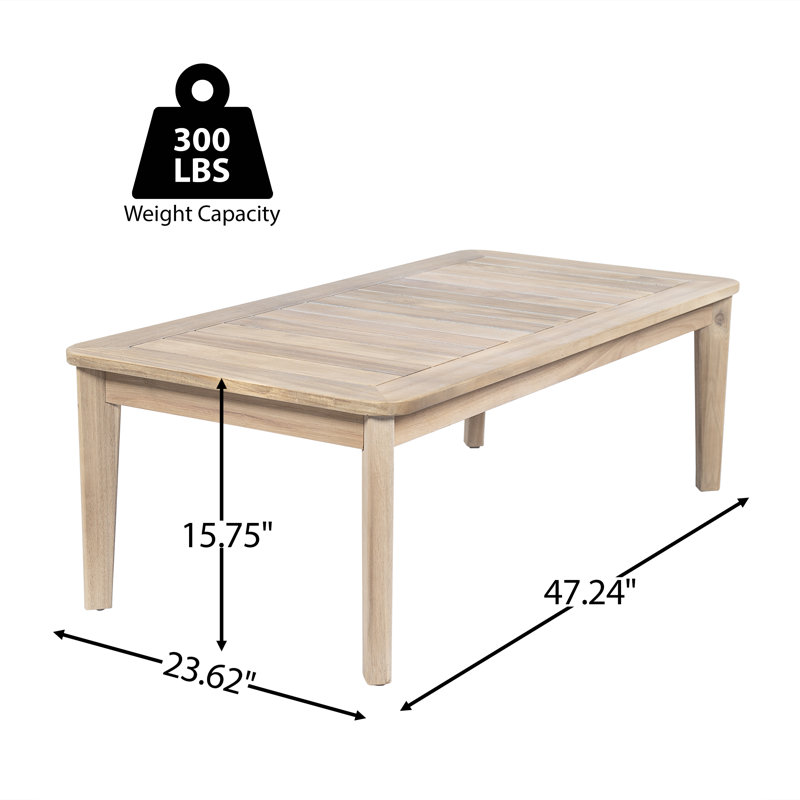Cairo Modern Coastal Acacia Wood Outdoor Coffee Table with Slatted Top