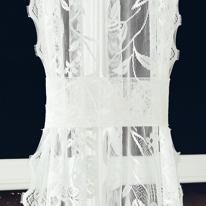 Paire de 2 rideaux français semi-transparents en dentelle avec 2 attaches assorties, Lin, l 30 po x L 72 po