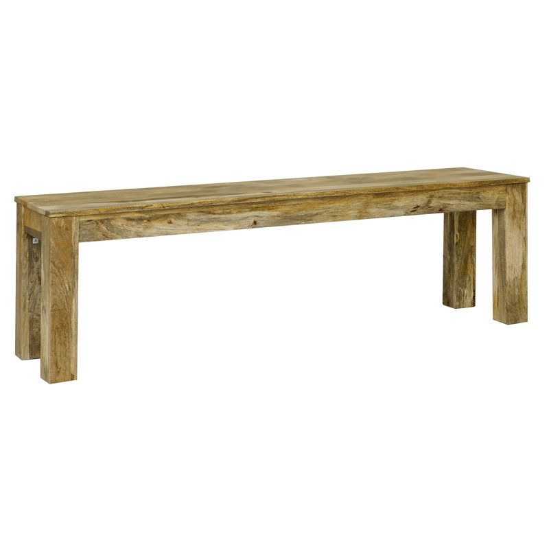 Emerson Solid Wood Bench, Light Brown, 45cm H x 148cm W x 35cm D