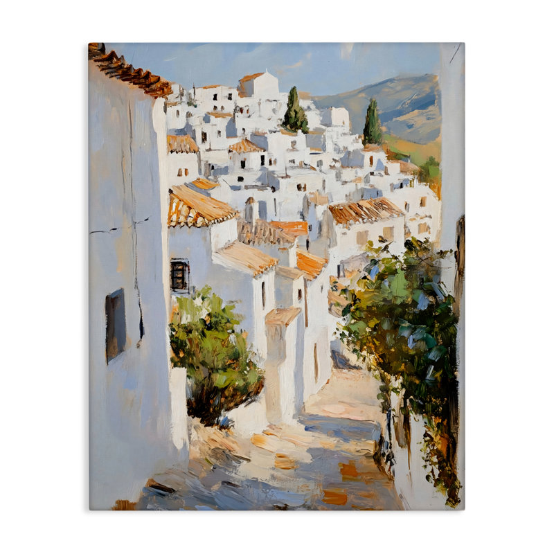 Charmante toile de ville européenne, design par Franklyn Gregory, H 20 po x l 16 po
