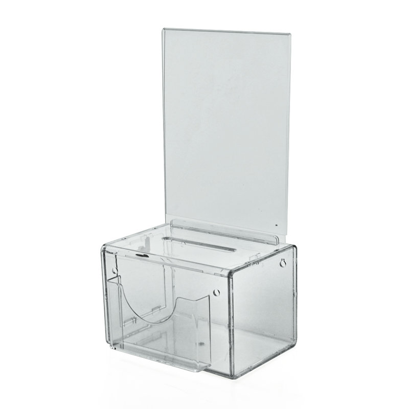 Large Lottery Box with Lock and Keys. Color: Clear