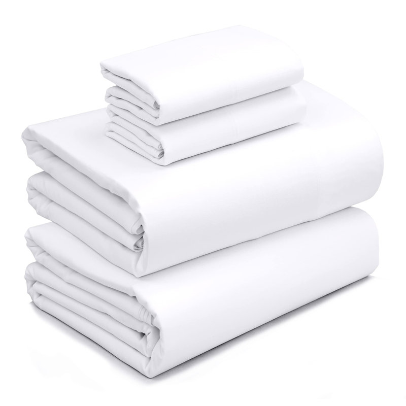 100% Cotton Sheets Sets Soft Crispy Percale Cooling Sheets 16 Inch Deep Pocket Bed Sheets, Optical White