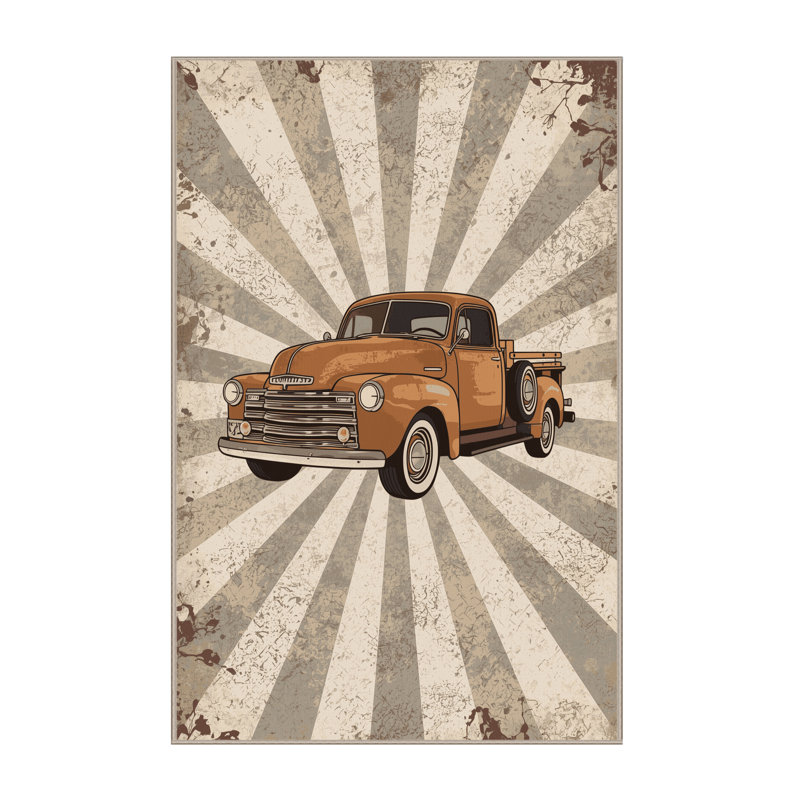 Tapis de style rétro rustique de style camionnette rustique lavable à la machine, 7 x 9