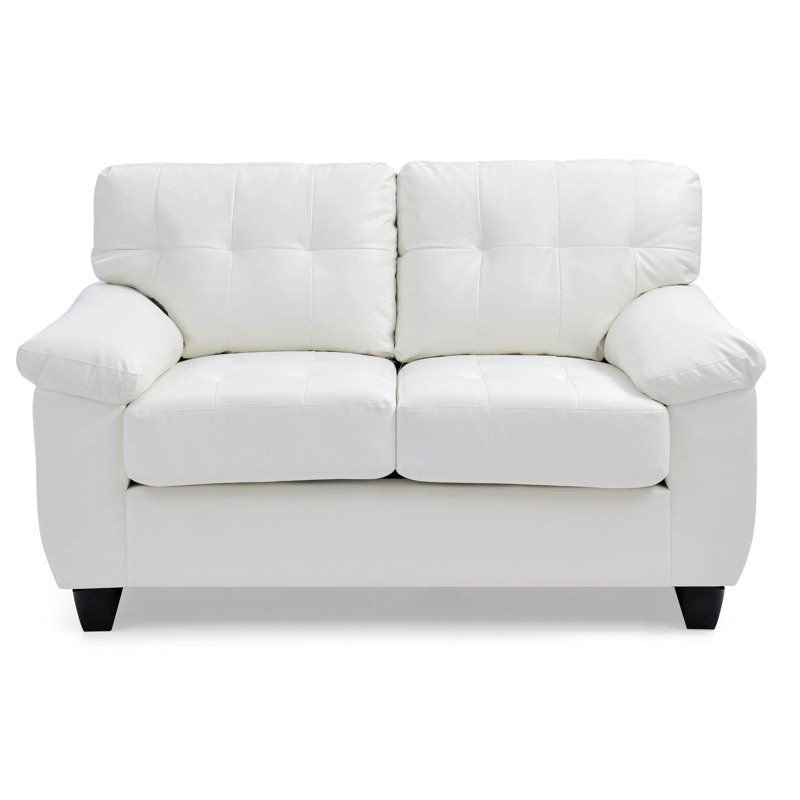 Waville 57'' Loveseat,Tufted Sofa,Faux Leather Couch, White Leather