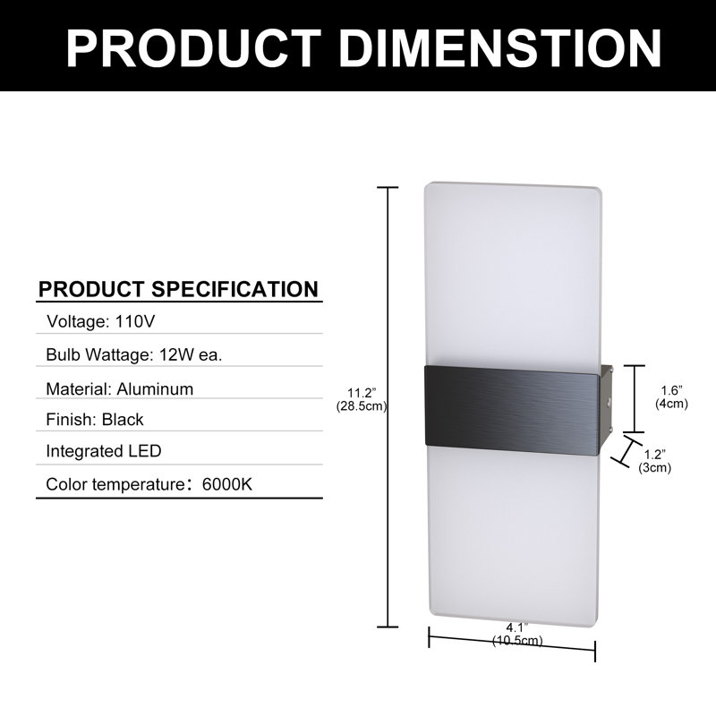 Chistina Modern LED Integrated LED Flush Mount Wall Sconce, Rectangle Vanity Light