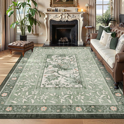 Tapis vintage lavable floral pour le salon de la chambre à coucher