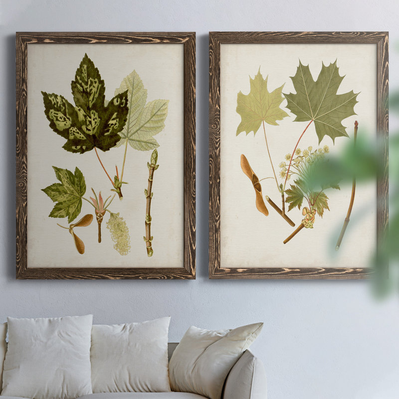 Feuilles antiques, toile encadrée de qualité supérieure, prête à être accrochée, H 31,5 po x l 23,5 po x P 1 po