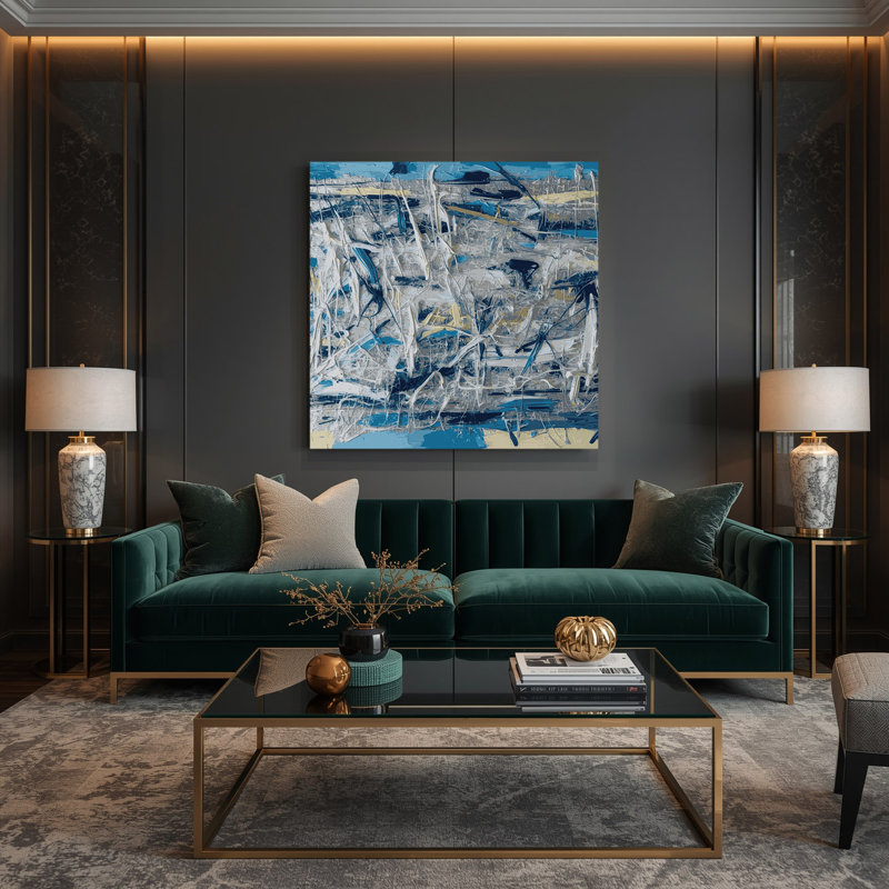 Neo Expressionism 35 Blue Canvas Wall Art, 16" H x 16" W