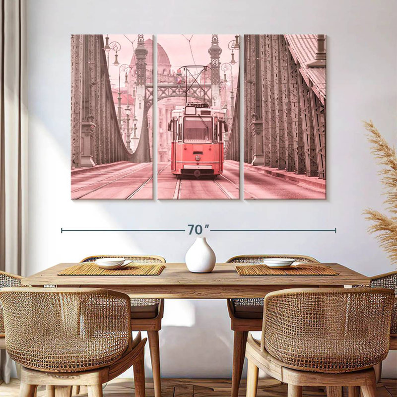 Mehar Pink Cable Car, 42" H x 65" W