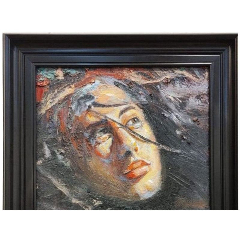 Fille avec des taches de cheveux en désordre | Par Boby Abraham | Huile sur toile | Peinture encadrée