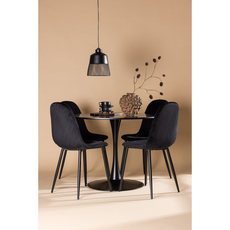 Thacker 4 - Person Dining Set, Black, Black