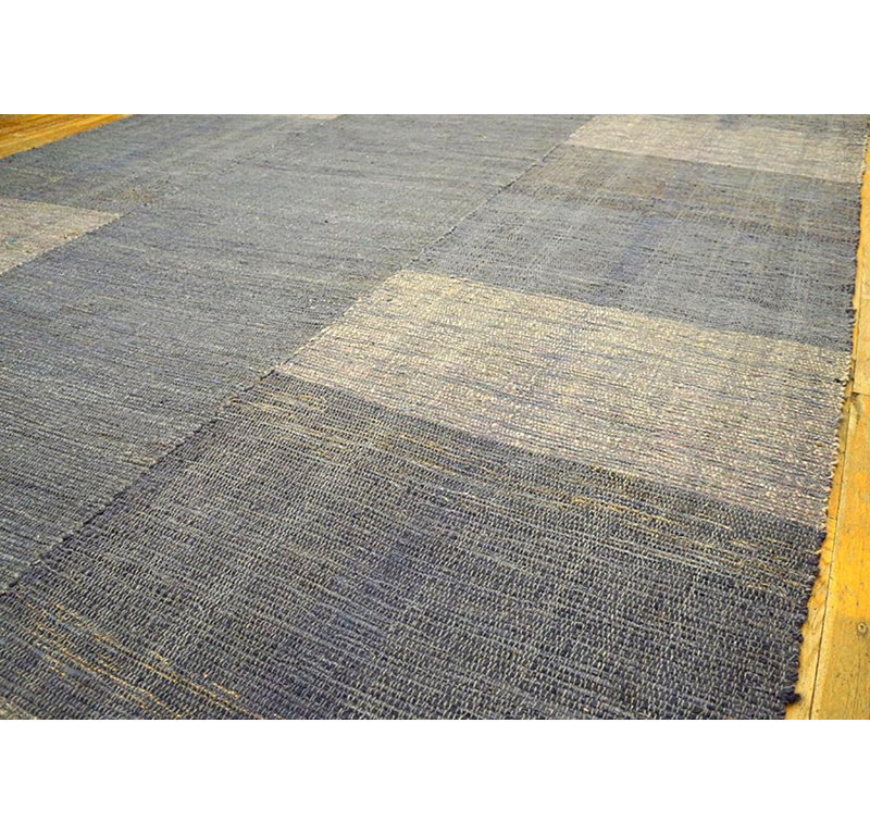 Flatweave Wool Geometric Area Rug in Gray