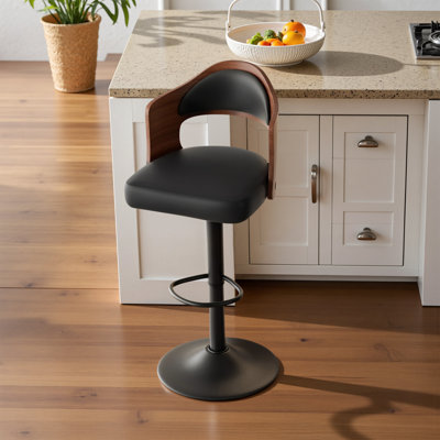 Modern Heavy Duty Swivel Bar Stool with Backrest – Adjustable Height Counter PU Leather Chairs with Footrest, 350lbs Capacity, Non-Slip Base, 360° Rotation for Kitchen Island, Home Bar, Coffee Shop