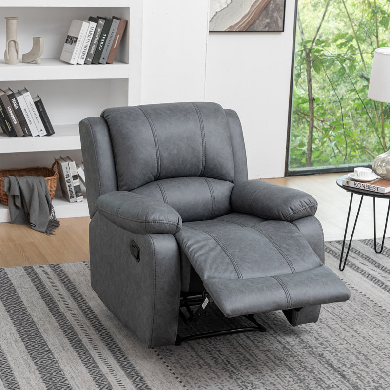 Fauteuil inclinable manuel 35 po en similicuir respirant, Gris