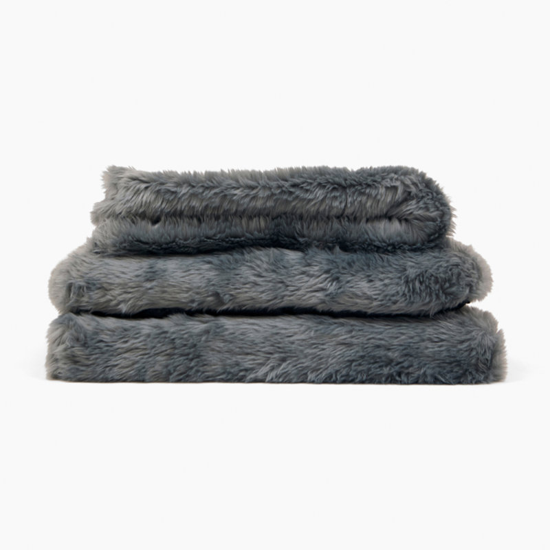 Housse de caisse en fausse fourrure, Gris anthracite, H 20 po x l 24 po x P 18 po