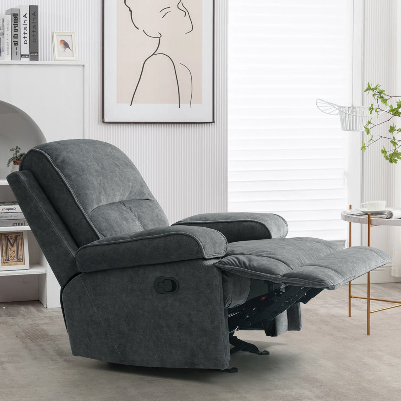 Fauteuil inclinable berçant de 36,4 po Ryse, 100 % polyester gris