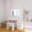 White Vanity Table With Mirror & , 3 Lighting Options, Spacious Shelves, Bedroom Desk Views, 4 Drawers, Sufficient Storage, Modern
