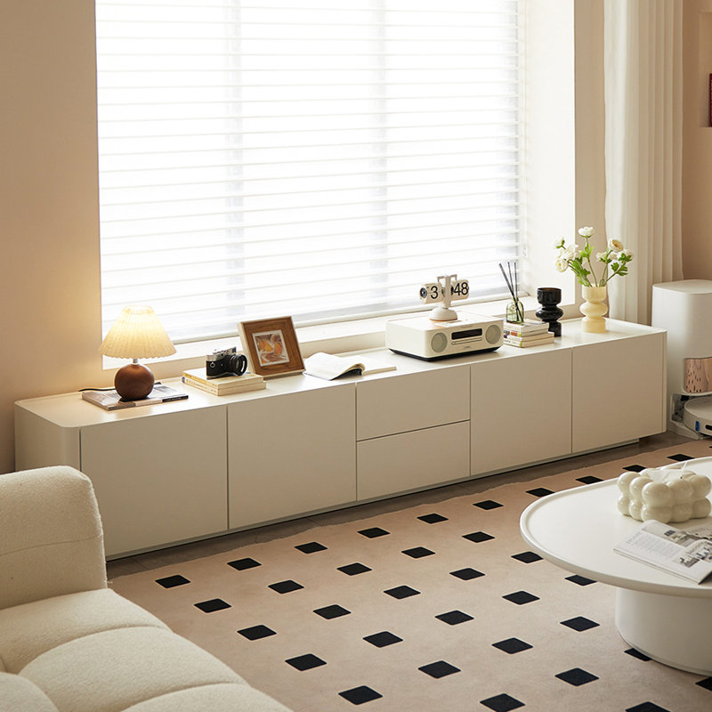 Meuble télé avec rangement crème, 94.48''