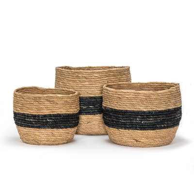 Ensemble de paniers en tissu rayé