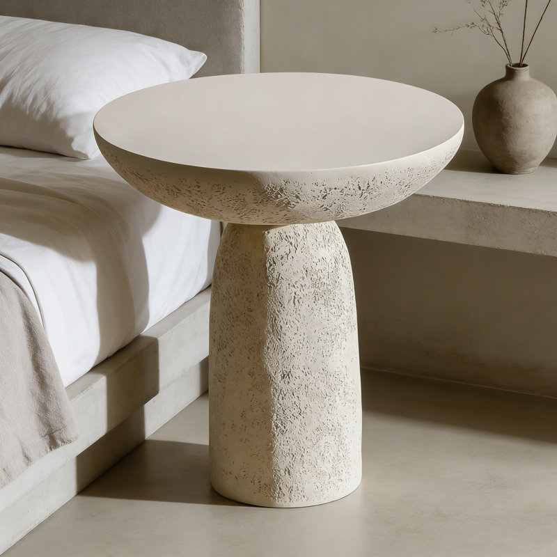 57.5x57.5cm Side Table Pedestal Sofa Table Stone-effect  Coffee Table