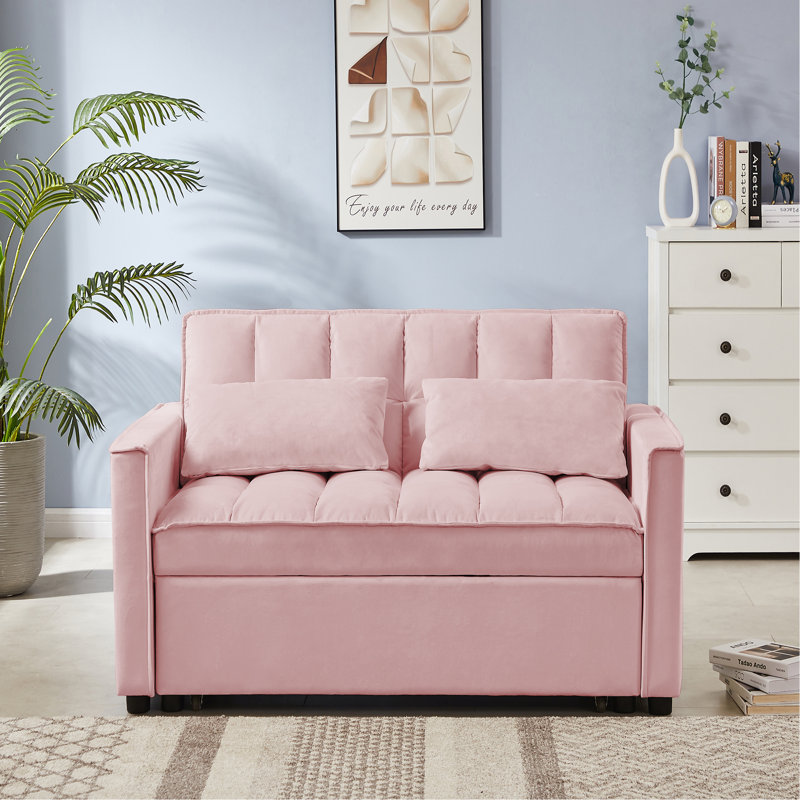 Causeuse Taliesen, H 31,5 po x l 47,2 po x P 34,2 po, Velours rose