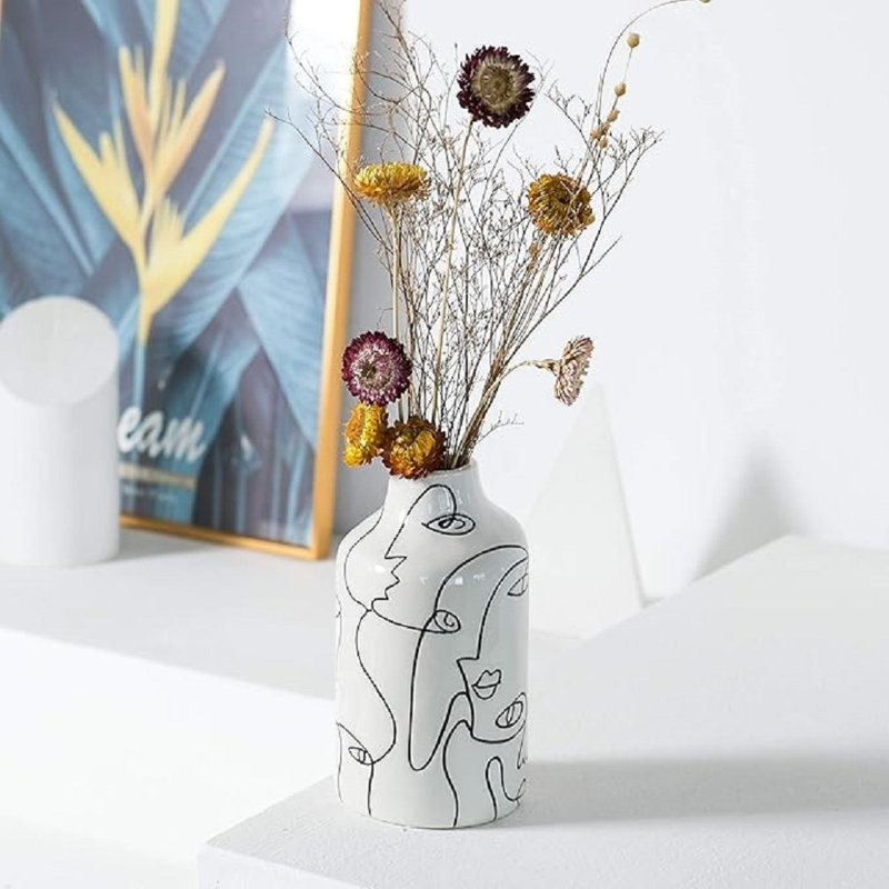 Ceramic Vase For Home Decor, Abstract Irregular Design Flower Vase, Living Room Decor Minimalist Decorative Vases For Pampas Grass