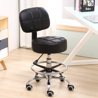 Backed Adjustable Height Ergonomic Lab Stool with Footring Wheels