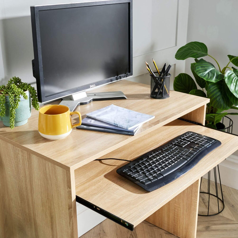 Lenona 80Cm W Rectangular Computer Desk, Oak
