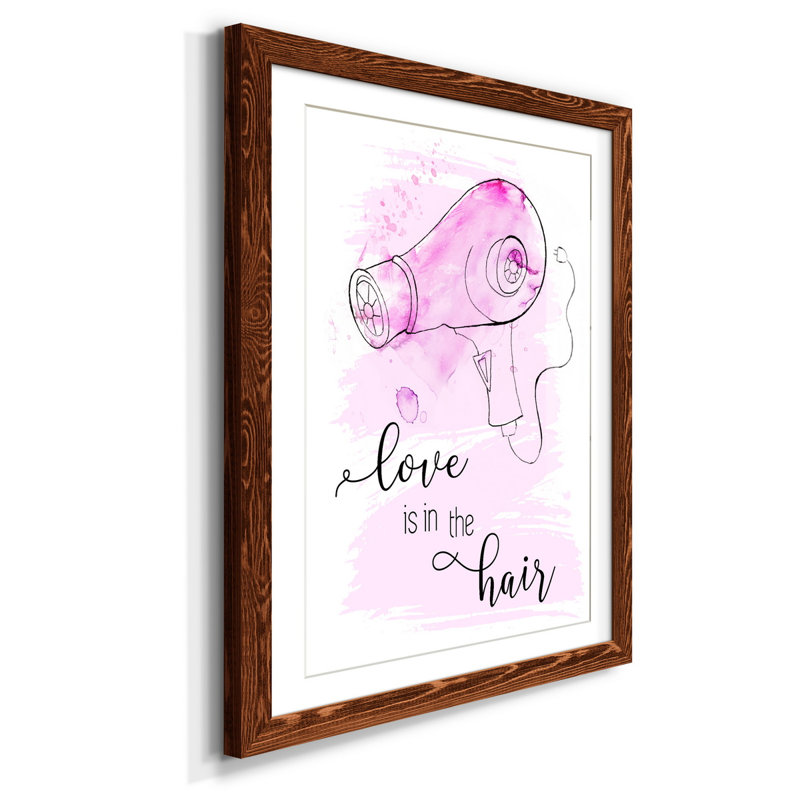 «Love Is in the Hair», reproduction d'art textuel sur papier encadré, Érable, H 31,5 po x l 23,5 po x P 1,5 po
