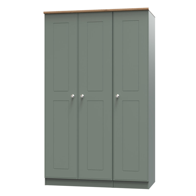 Conners Triple Plain Wardrobe, Reed Green/Riviera Oak
