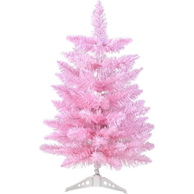 Arbre de Noël artificiel rose 2 pi avec support en plastique et mini sapin de Noël 2 pi pour articles de fête