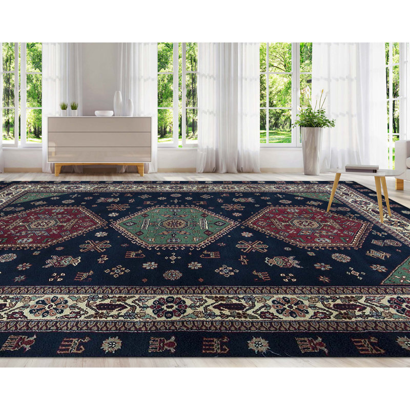 Hand-Knotted High-Quality Navy Area Rug