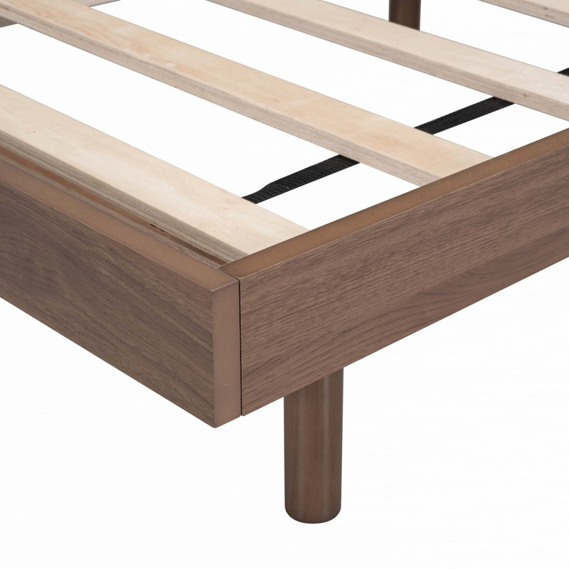 Modern Floating Platform Bed Frame, Full, Walnut