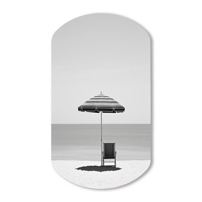 Markowitz Black And White Minimalism Beach Photo II - Coastal Beach Cylinder Shape Irregular Metal Wall Decor