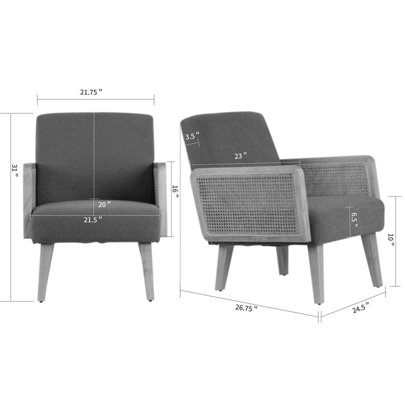 Largeur de 24,5 po Kennsley, Mélange de polyester gris